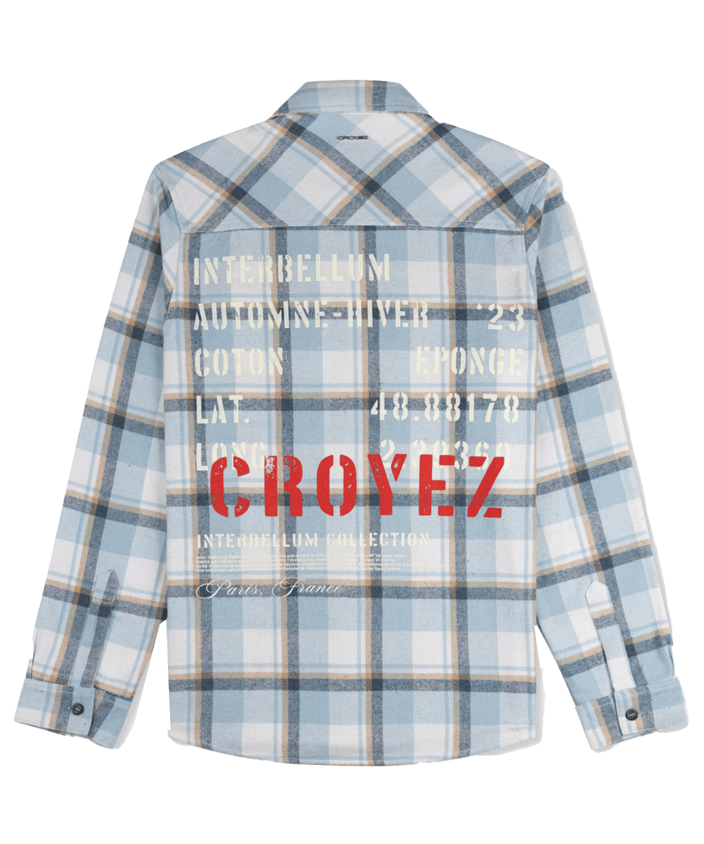 CROYEZ - Interbellum - Flannel Shirt - Dust Blue/white