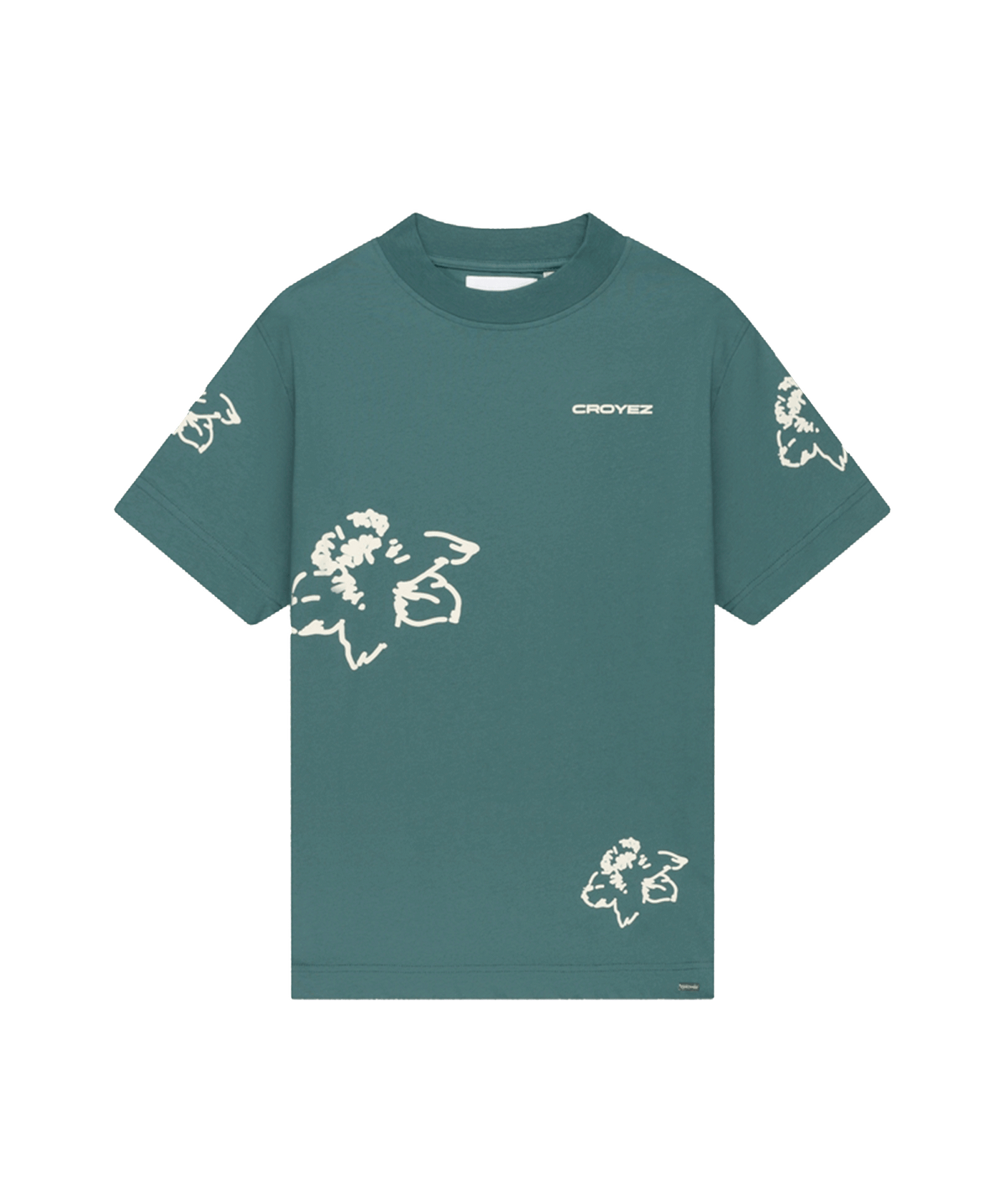 CROYEZ - Initial Flower - T-shirt - Green/offwhite