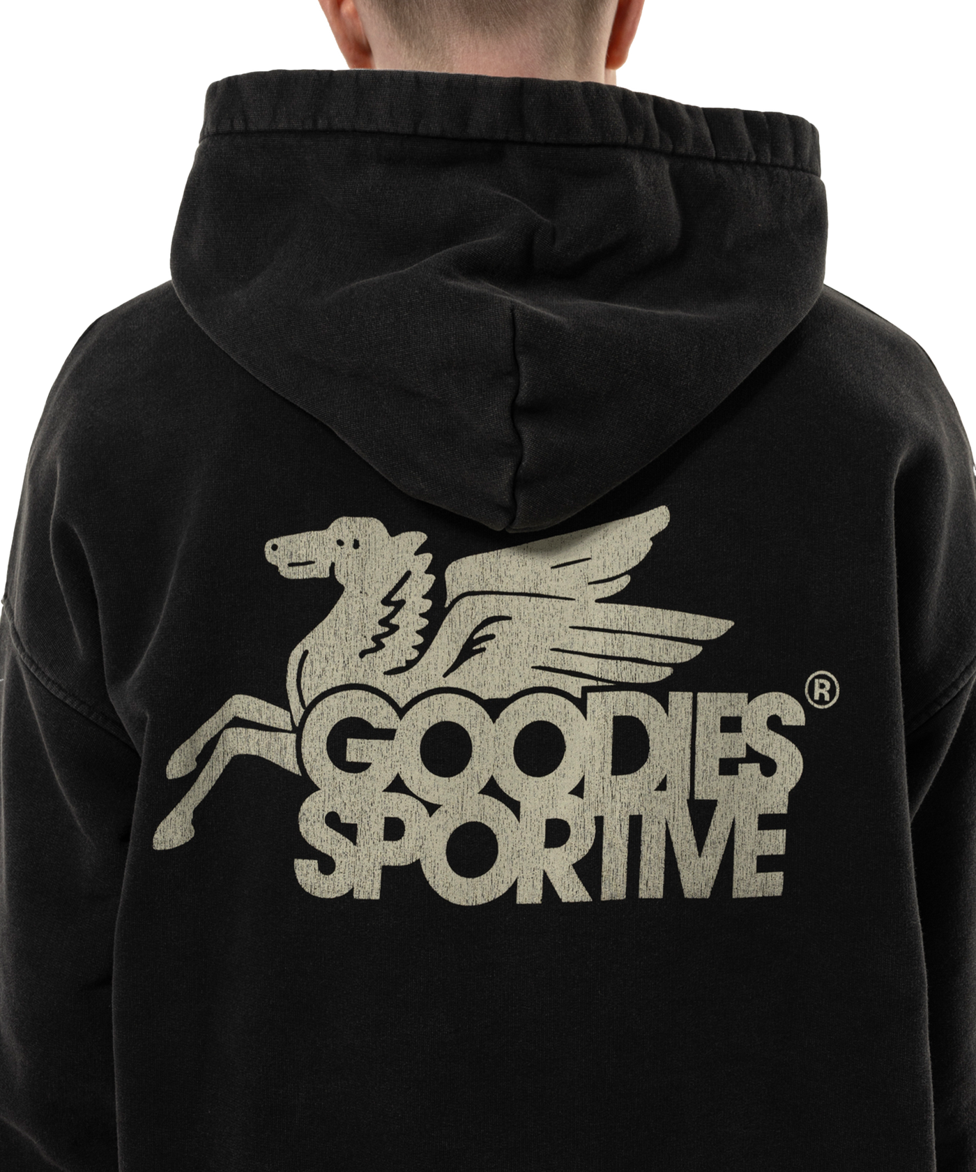 Goodies Sportive - Vintage Pegasus - Hoodie - Black Stone Washed