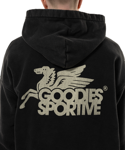 Goodies Sportive - Vintage Pegasus - Hoodie - Black Stone Washed