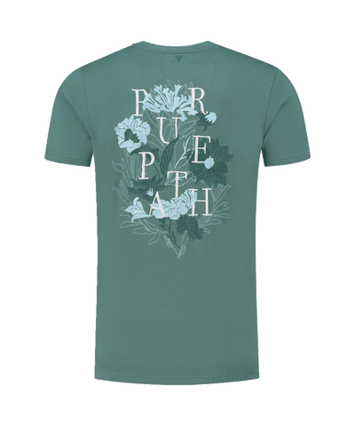 Pure Path - 24010103 - Floral T-shirt - Faded Green