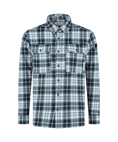 PureWhite - 23030207 - Wool Look Check Overshirt - Navy