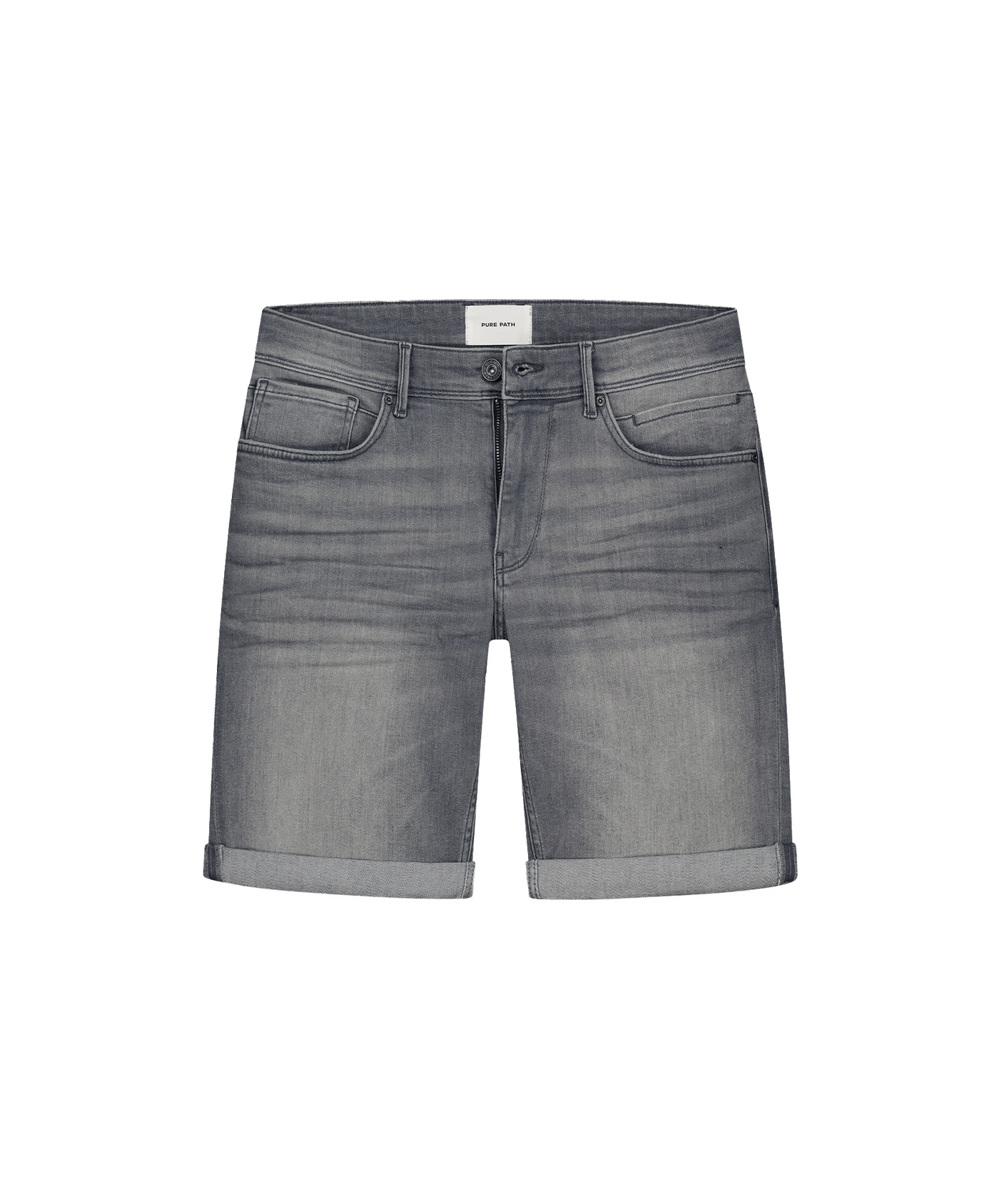 Pure Path - W1474-86 The Miles Slim Fit Denim Short - Mid Grey