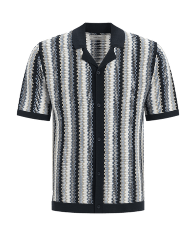 Pure Path - 24010811 - Striped Knitwear Shirt - Navy