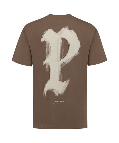 Pure Path - 24010118 - Brushstroke Initial T-shirt - Brown