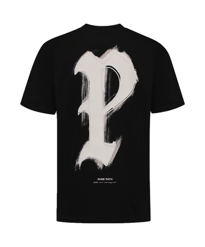 Pure Path - 24010118 - Brushstroke Initial T-shirt - Black