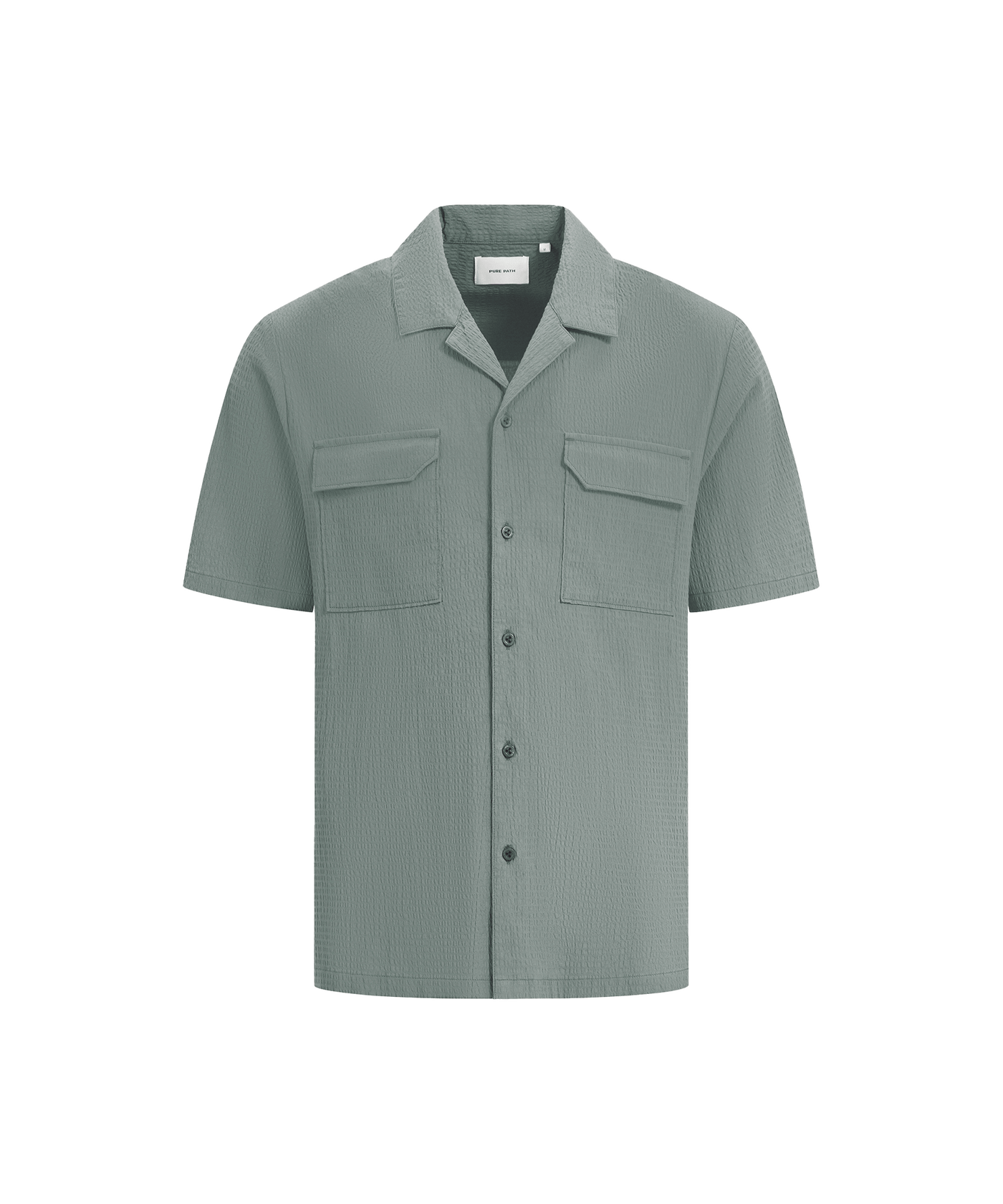 Pure Path - 25010221 - Regular Fit Ss Shirts - Faded Green