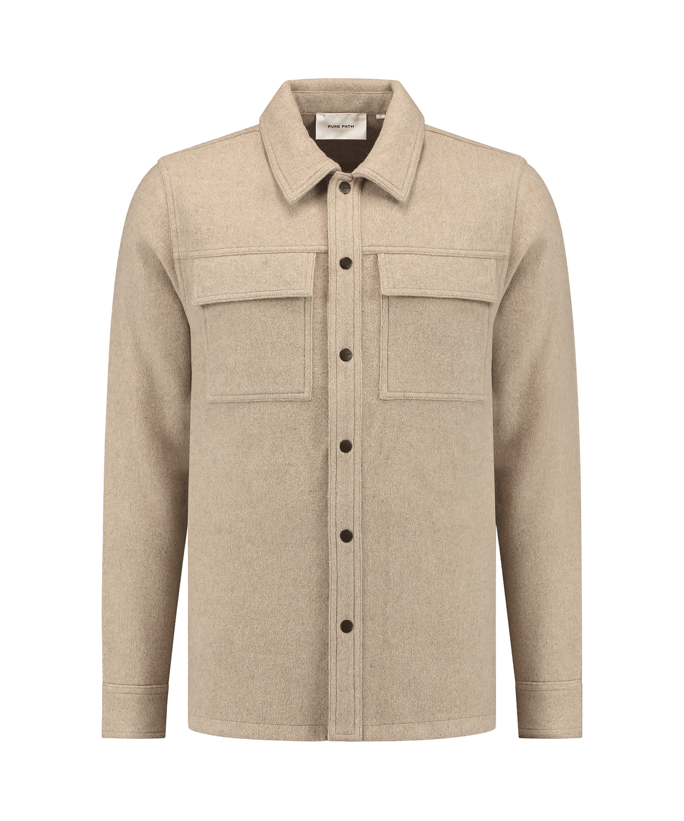 Pure Path - 24030203 - Flannel Overshirt Sand