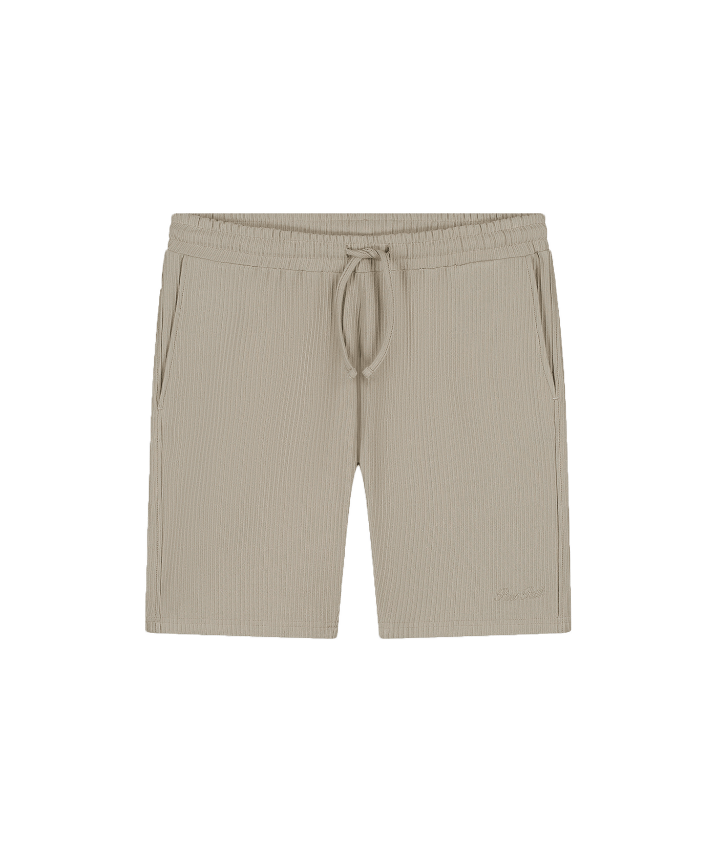 Pure Path - 25020502 - Vertical Lined Shorts - Taupe