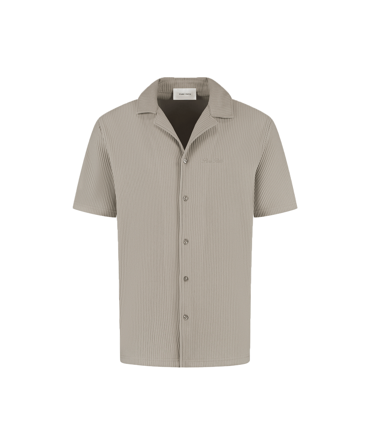 Pure Path - 25020201 - Ss Vertical Lined Shirt - Taupe