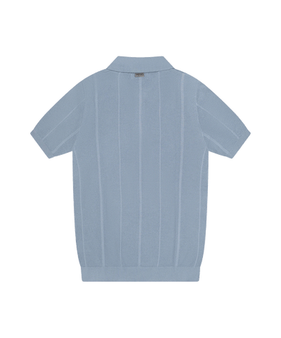 Quotrell - Cruz -  Knitted Polo - Muted Blue/white