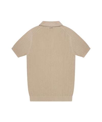 Quotrell - Cairo -  Knitted Polo - Greige/white