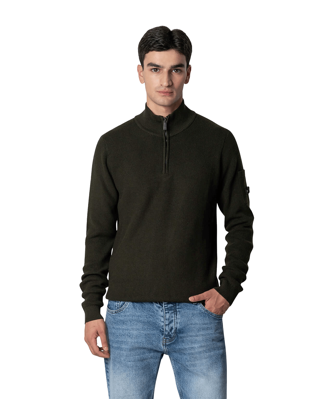 Quotrell - D' Azur - Knitted Half Zip - Army