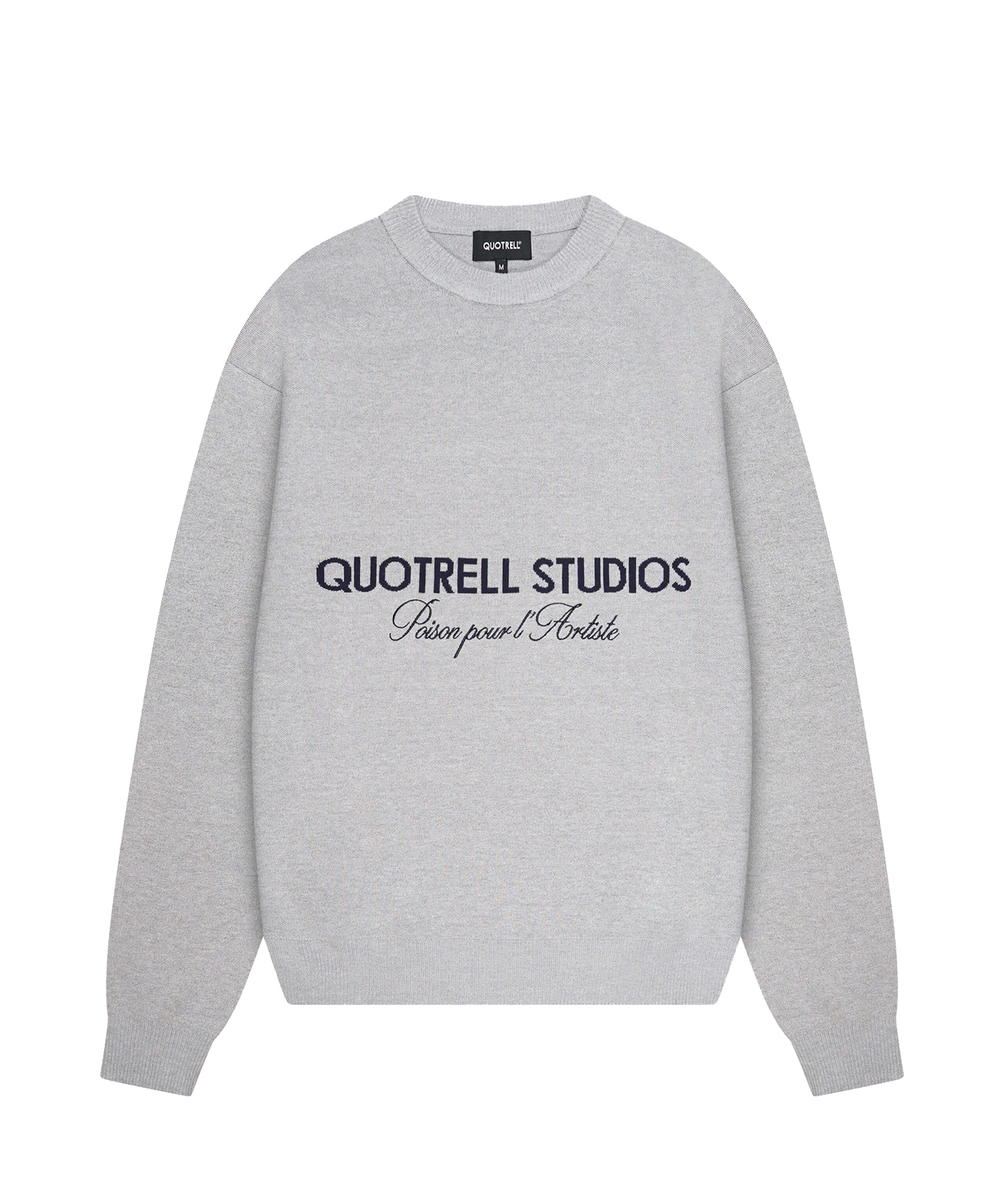 Quotrell - Mondrian - Knitted Crewneck - Grey Melee/cobalt
