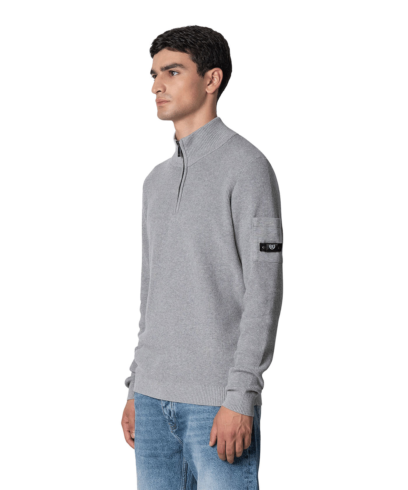 Quotrell - D' Azur - Knitted Half Zip - Grey Melee