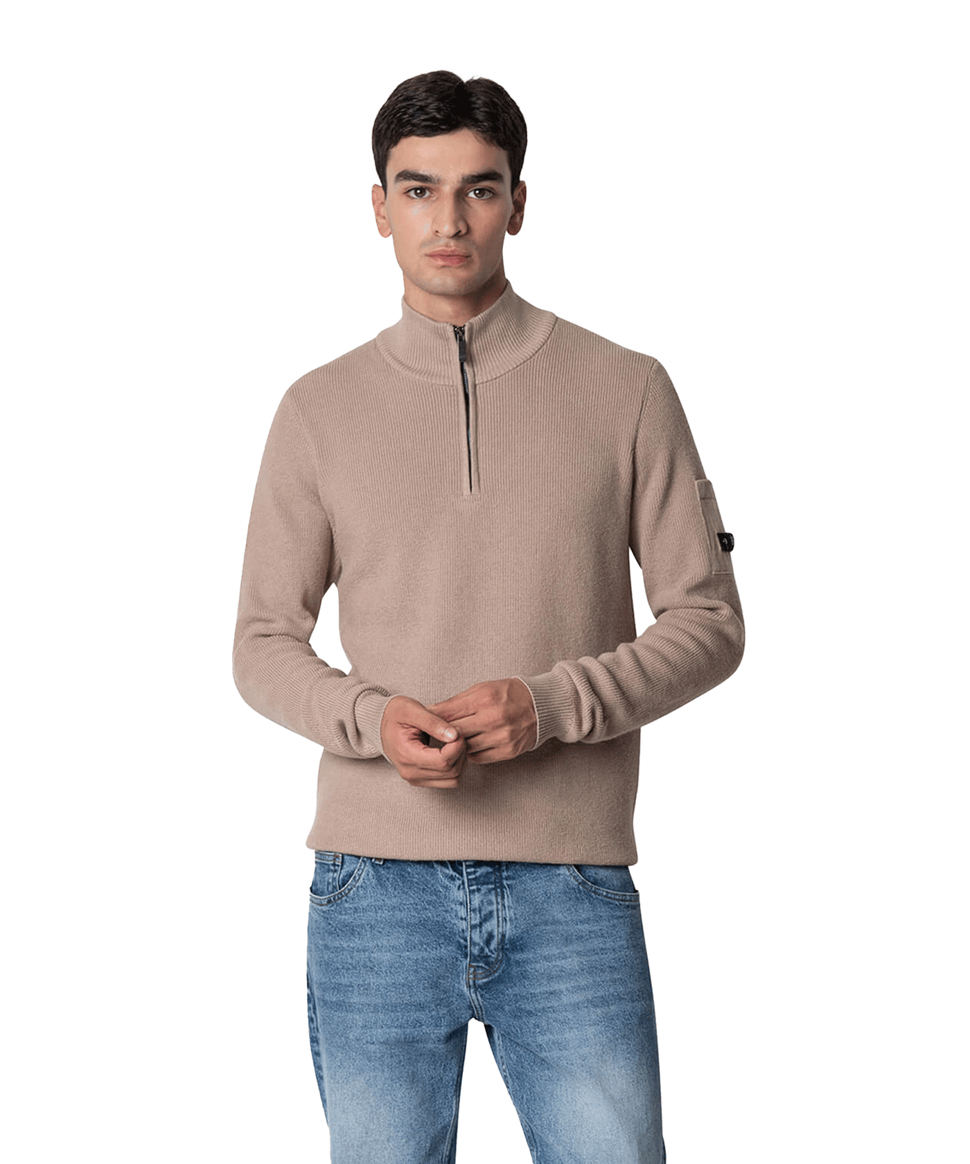 Quotrell - D' Azur - Knitted Half Zip - Faded Brown