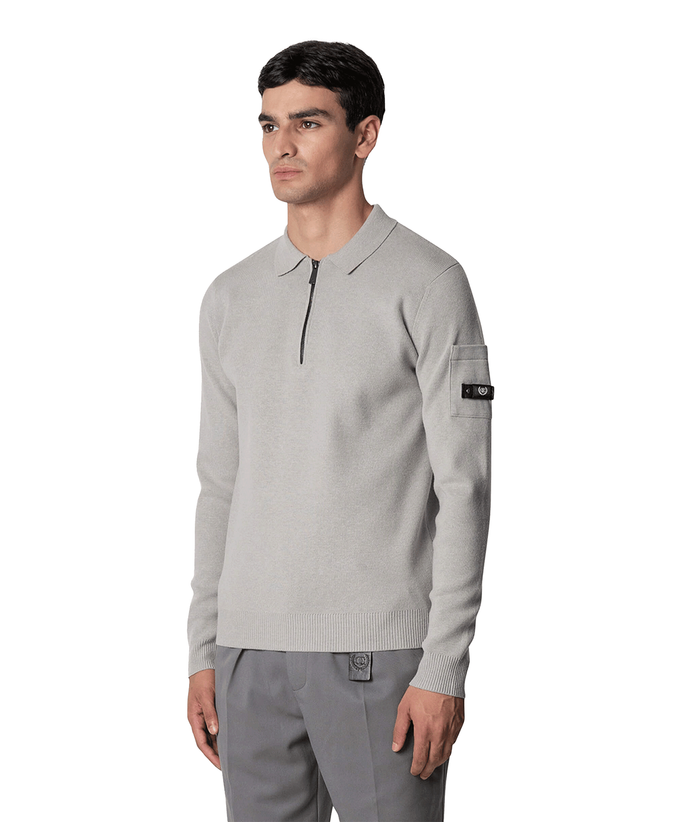 Quotrell - Chief - Knitted Polo - Grey Melee