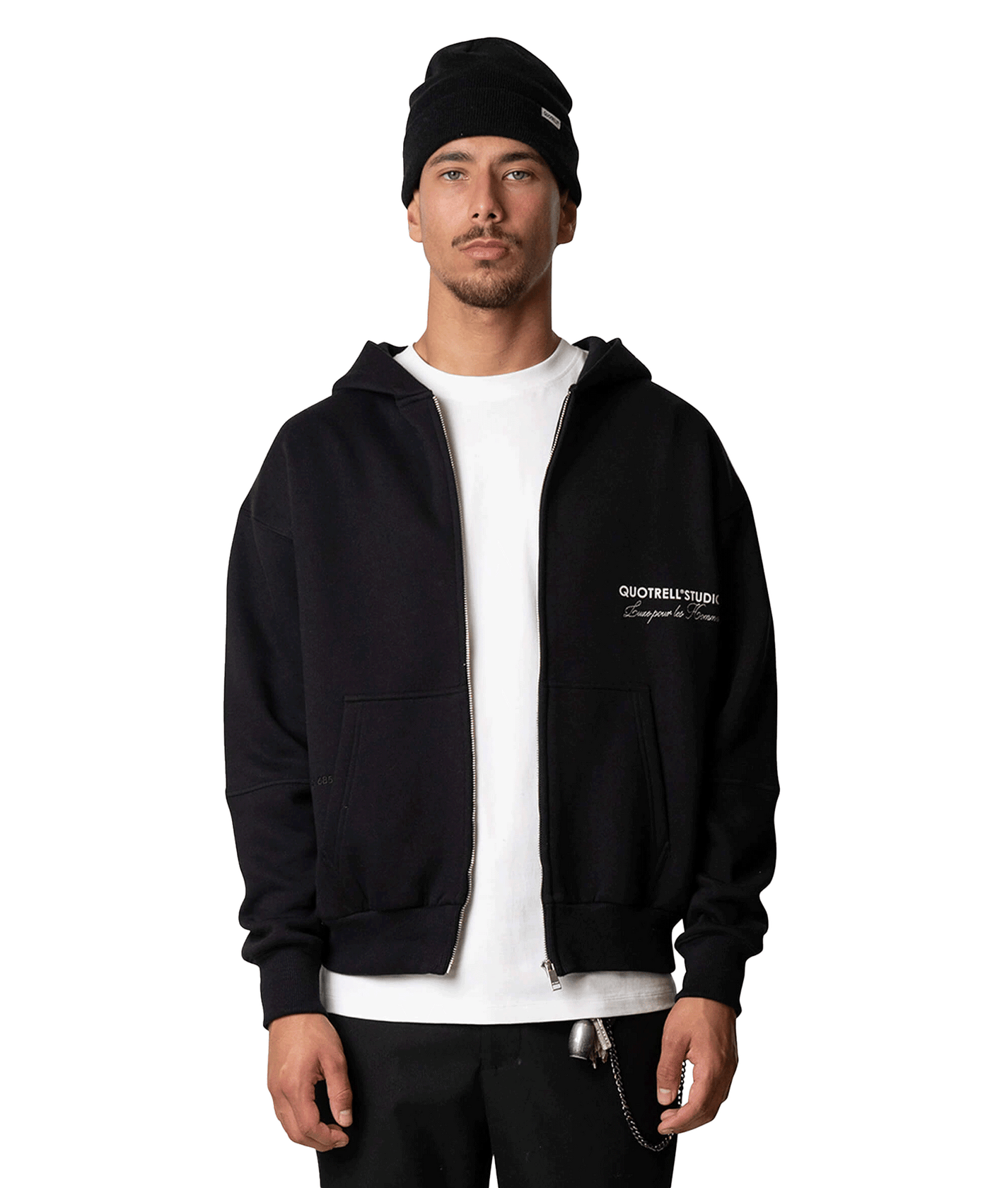 Quotrell - Studios - Zip Hoodie - Black/white