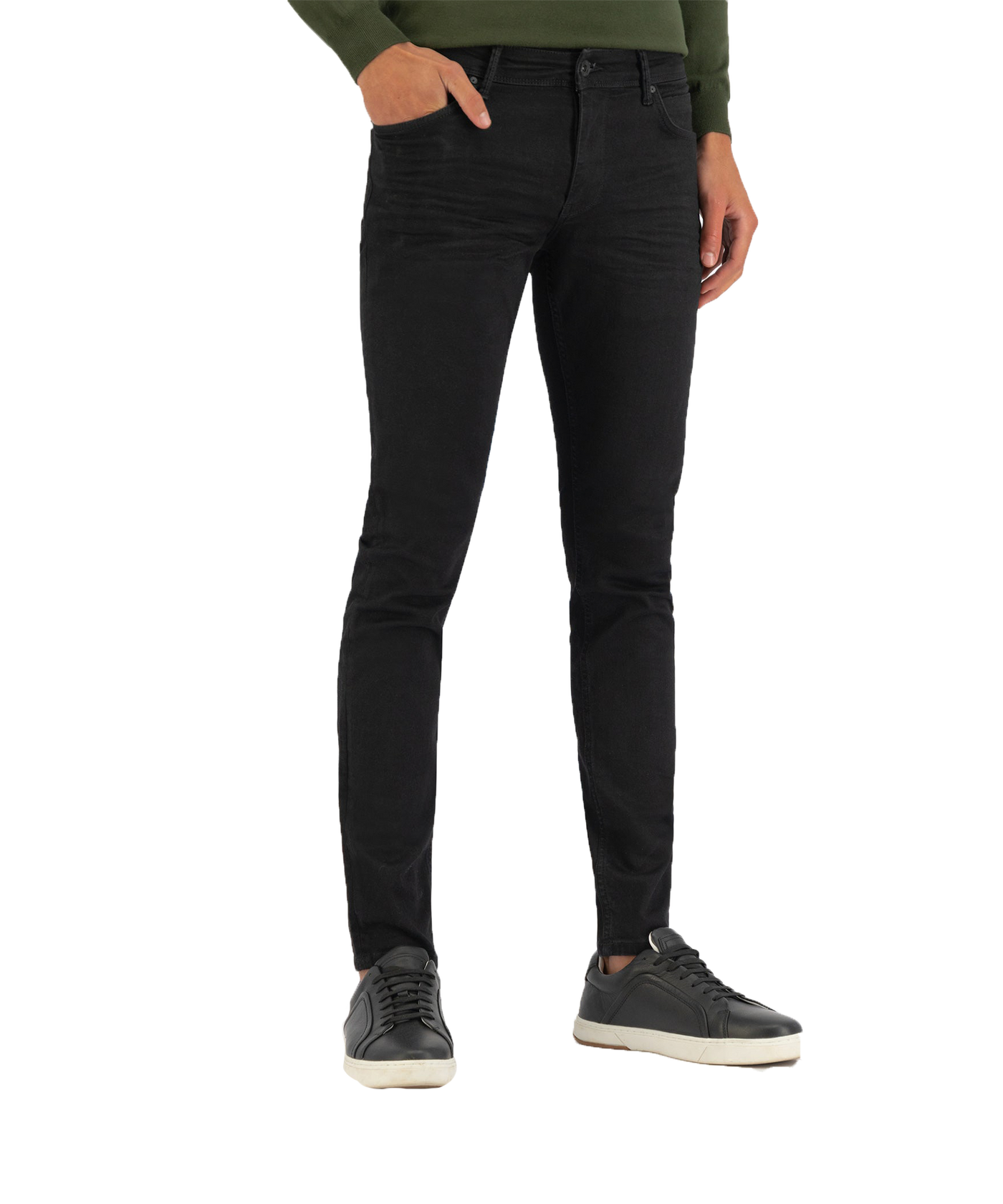 PureWhite - Slim Fit Black Jeans, Detailed With Black